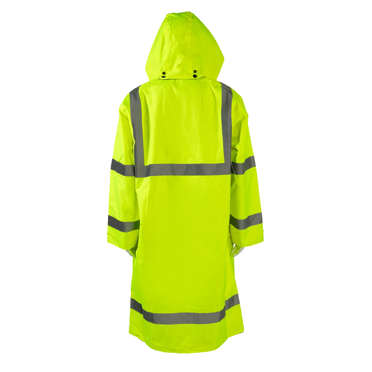 LRC-48RV-C3 ANSI Class 3 Lime/ Black Reversible Waterproof  48” Long Rain Coat