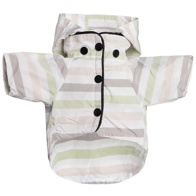 Lulu's Hoodie Dog Raincoat Pastel Striped/Black XLarge