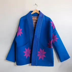 M Blue with Pink Embroidered Flower Anoushka Jacket LM117