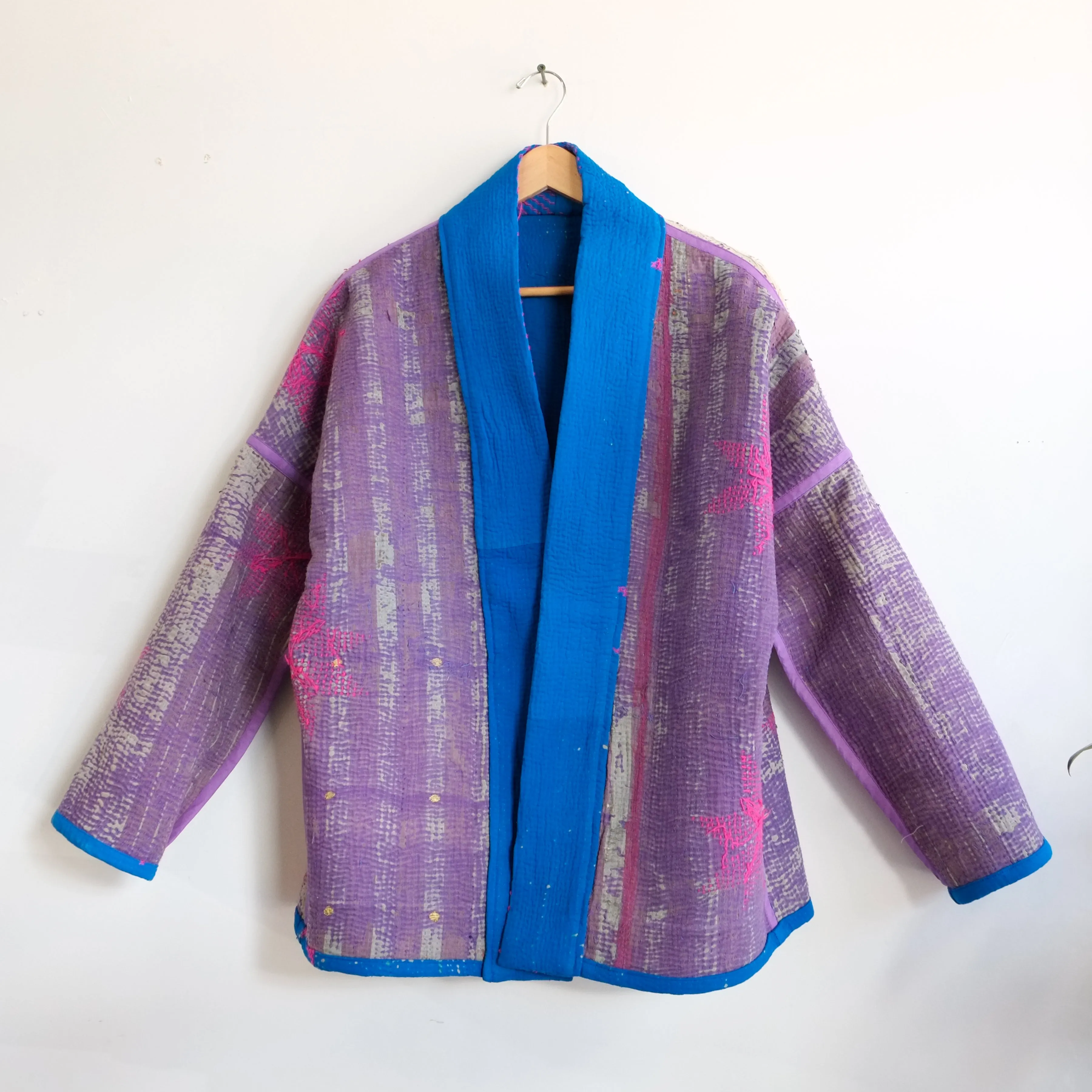 M Blue with Pink Embroidered Flower Anoushka Jacket LM117