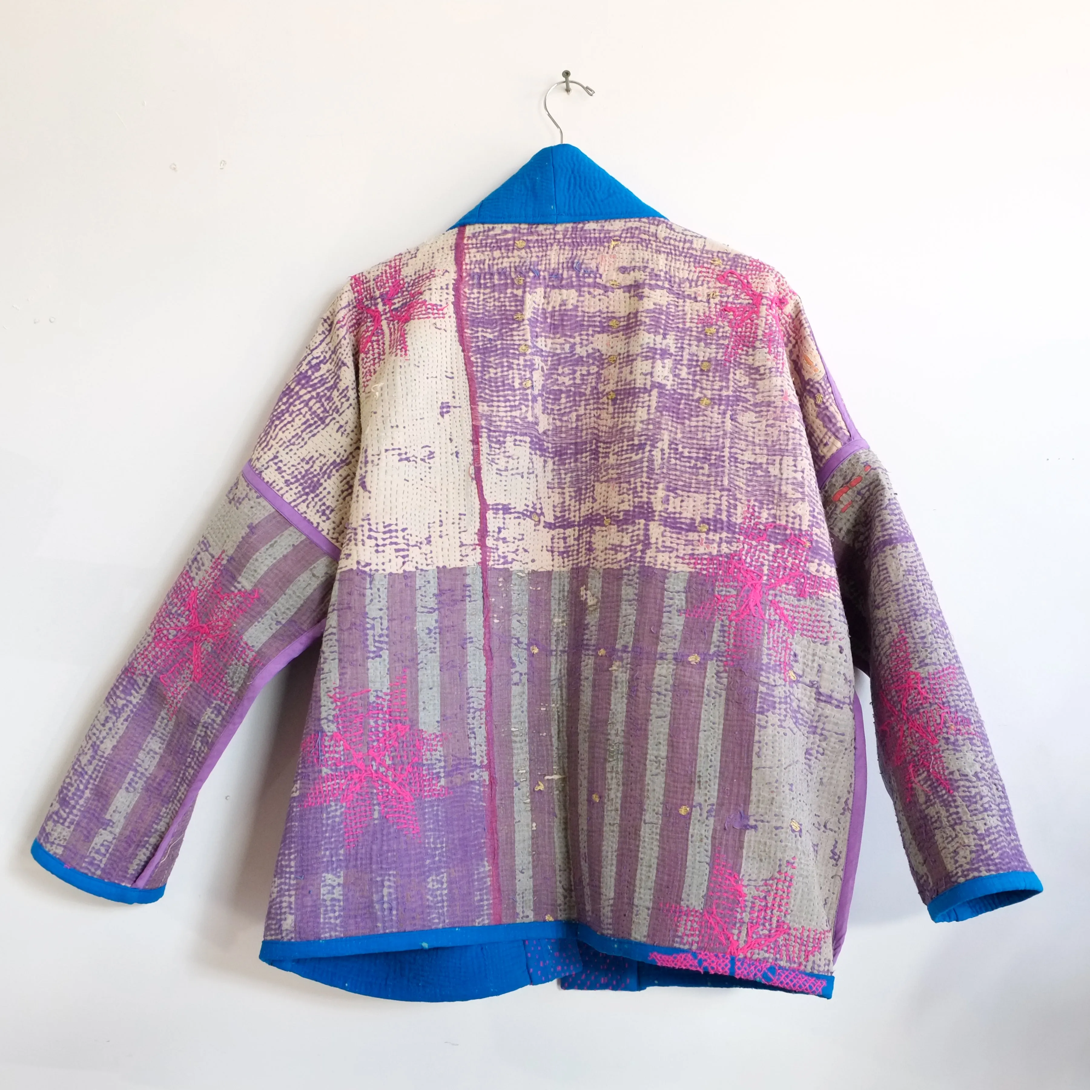 M Blue with Pink Embroidered Flower Anoushka Jacket LM117