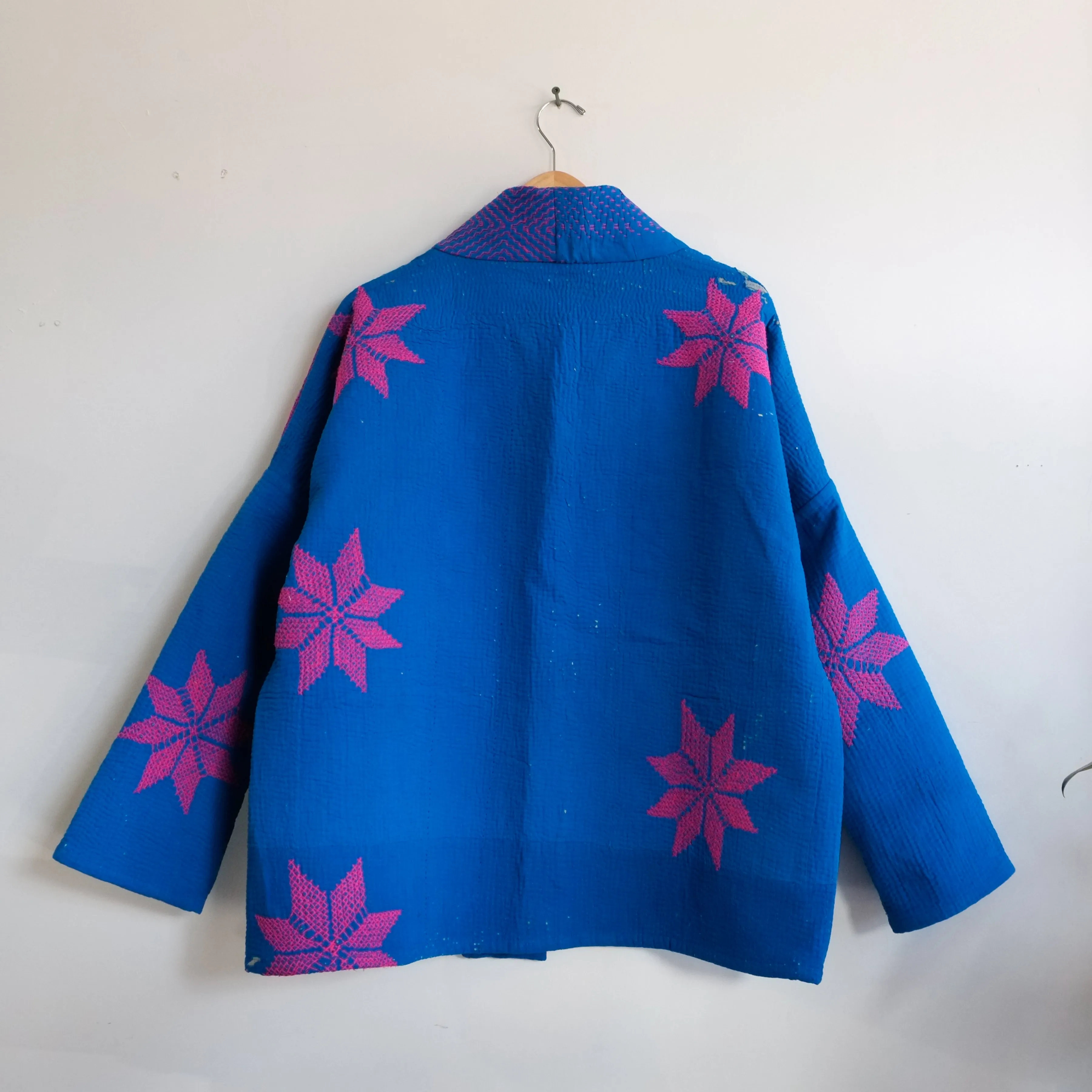 M Blue with Pink Embroidered Flower Anoushka Jacket LM117