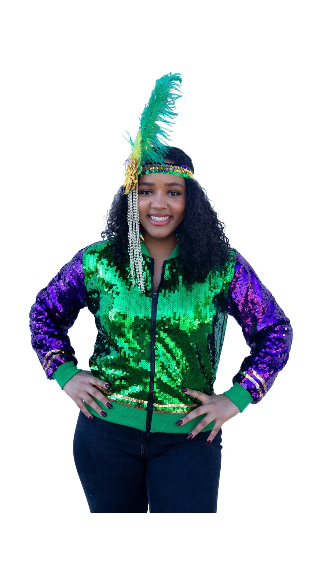 Mardi Gras Sequin Bomber Jacket