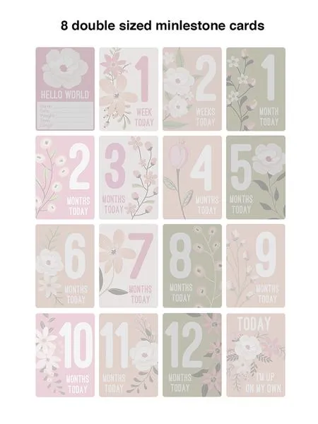 Meadow Floral Round Baby Play Mat with Milestone Cards