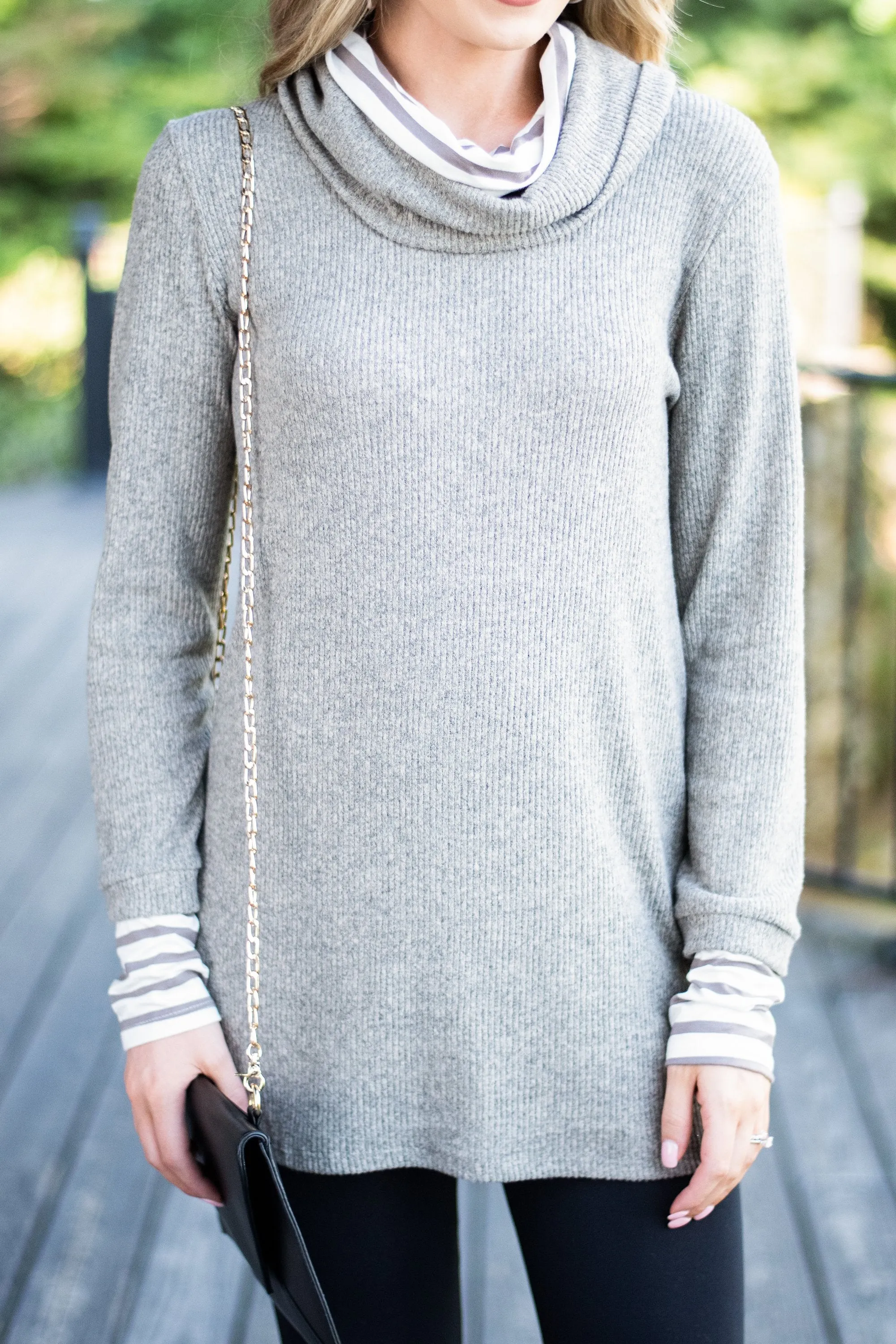 Meet You Here Mocha Brown Cowl Neck Sweater