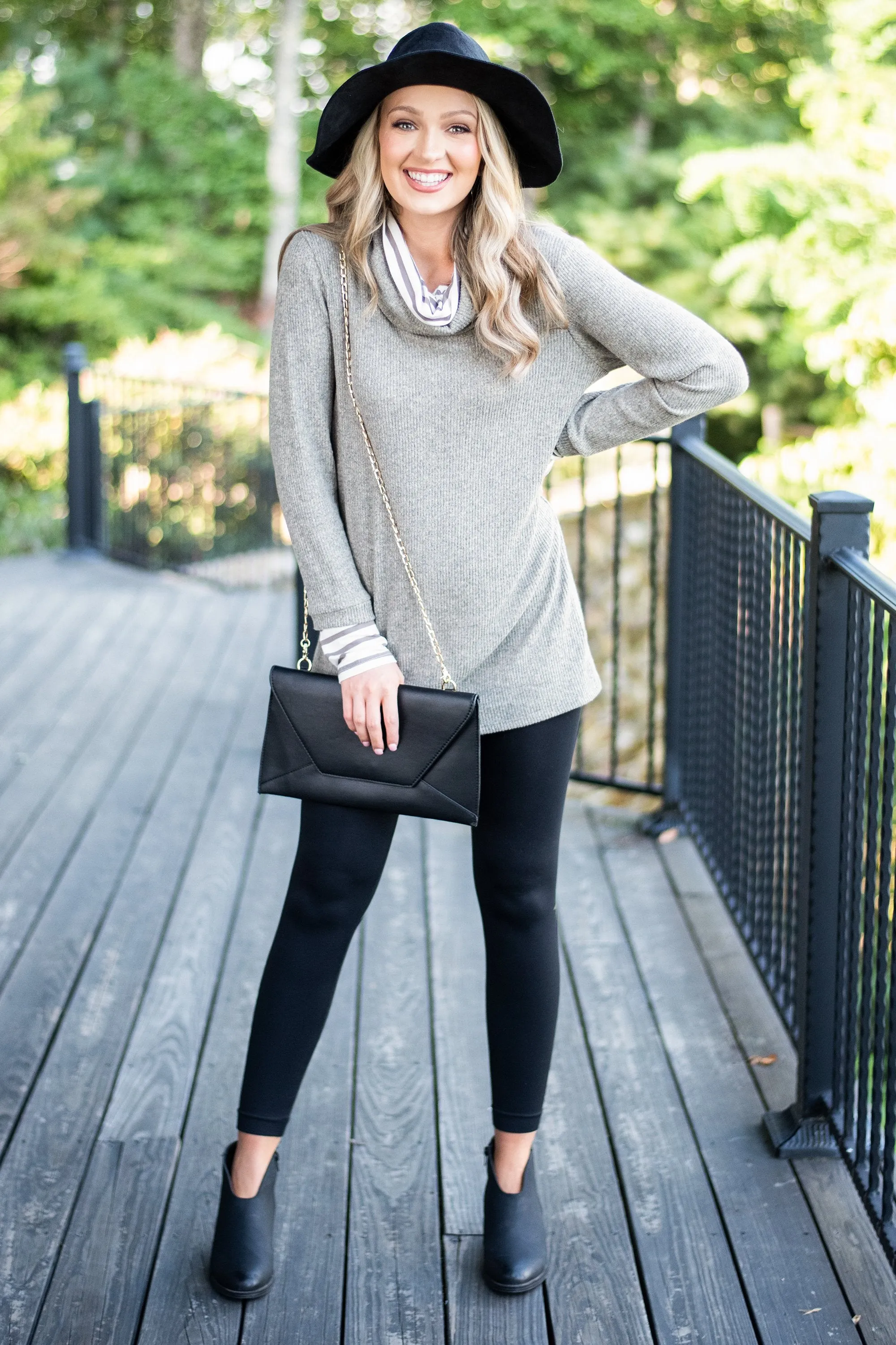 Meet You Here Mocha Brown Cowl Neck Sweater