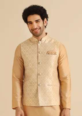 Men Gold Nehru Jacket (Set of 1)