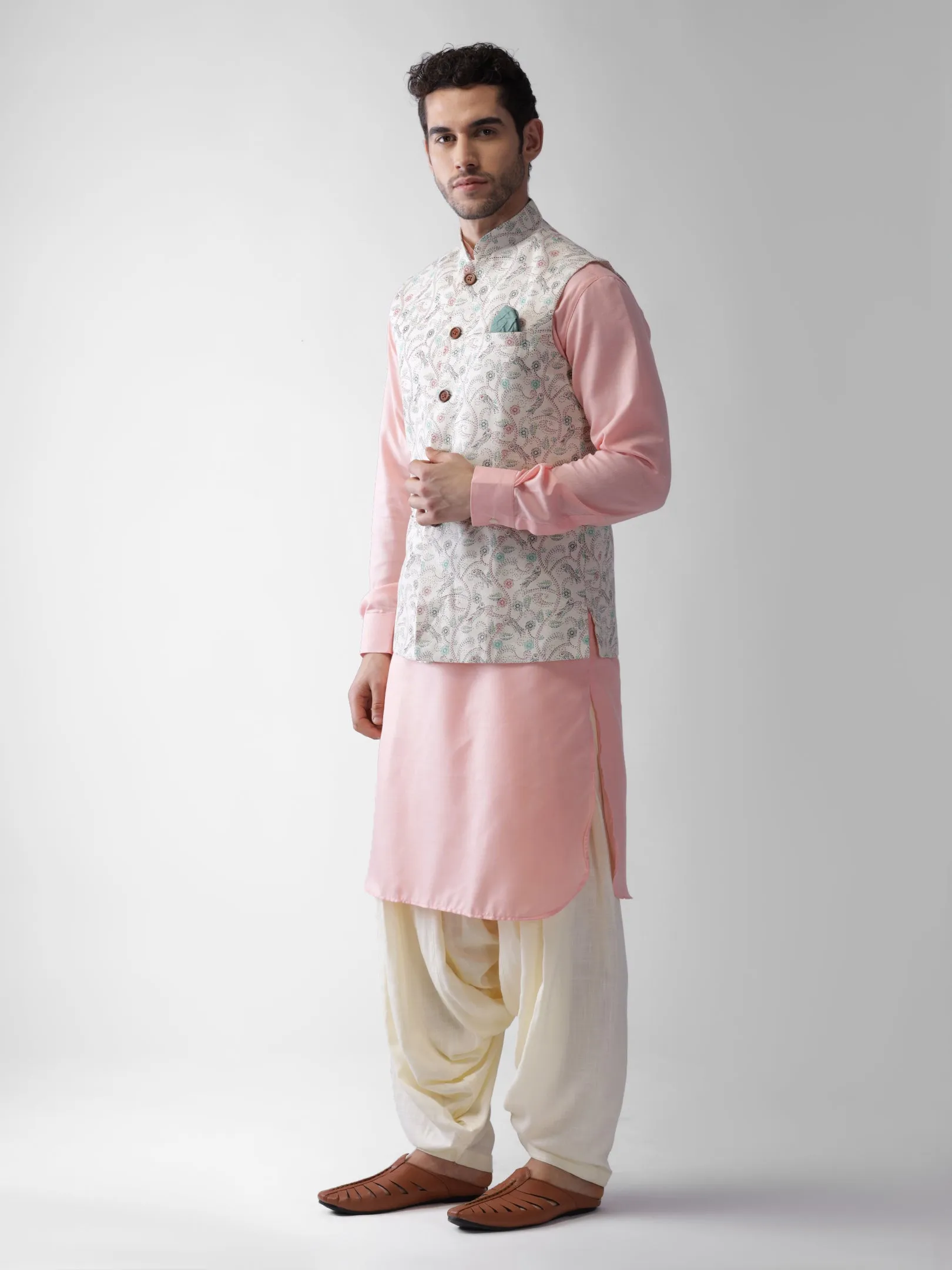 Men Multi Kurta Jacket Patiala  Set