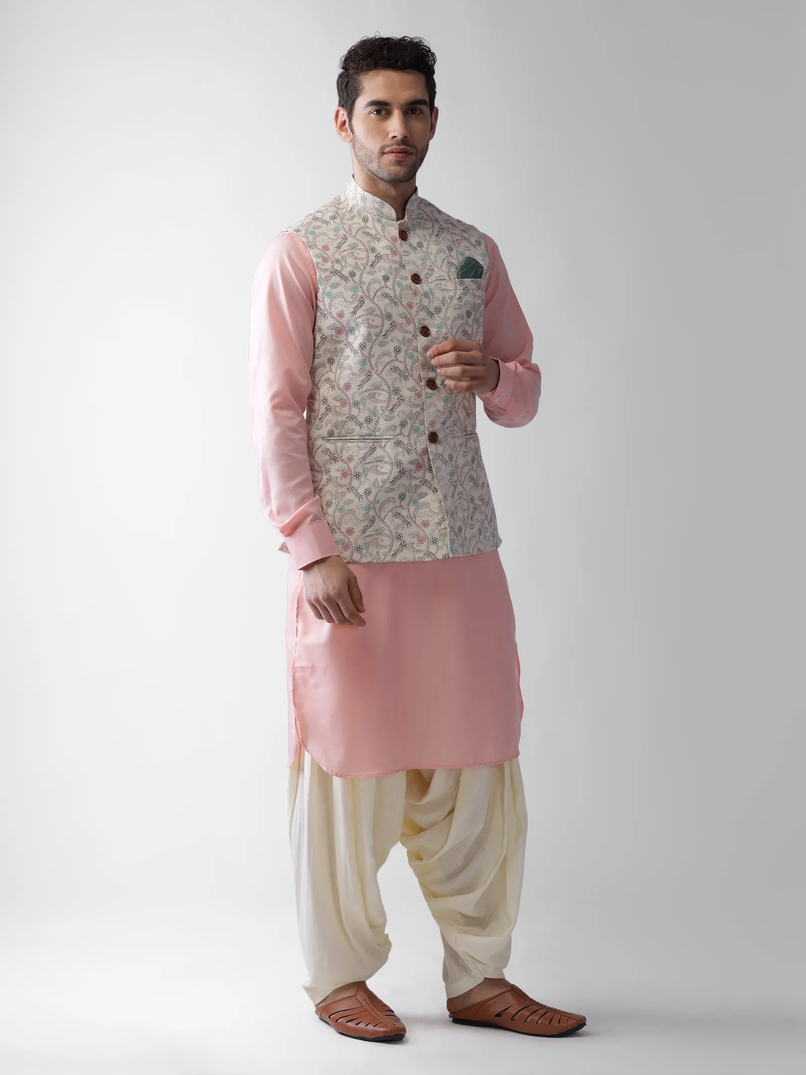 Men Multi Kurta Jacket Patiala  Set