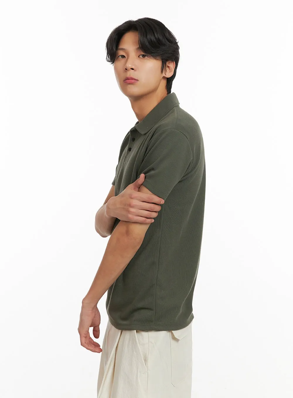 Men's Basic Short Sleeve Polo Shirt (Dark Green) IY416