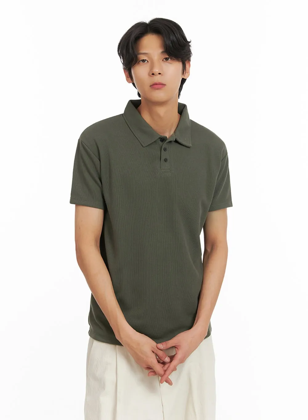 Men's Basic Short Sleeve Polo Shirt (Dark Green) IY416