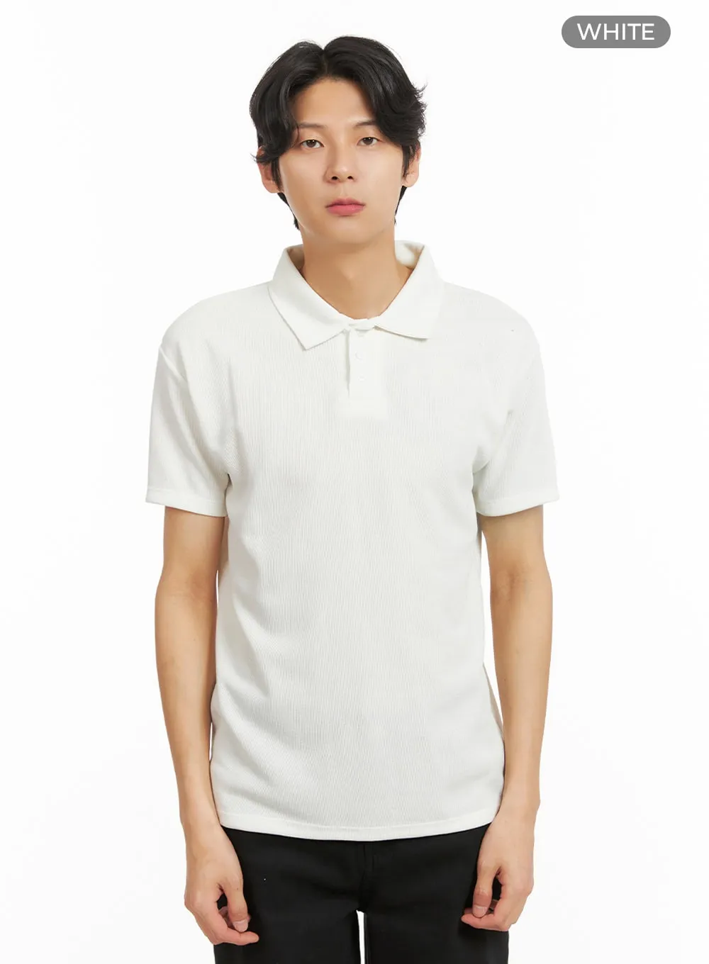 Men's Basic Short Sleeve Polo Shirt (White) IY416