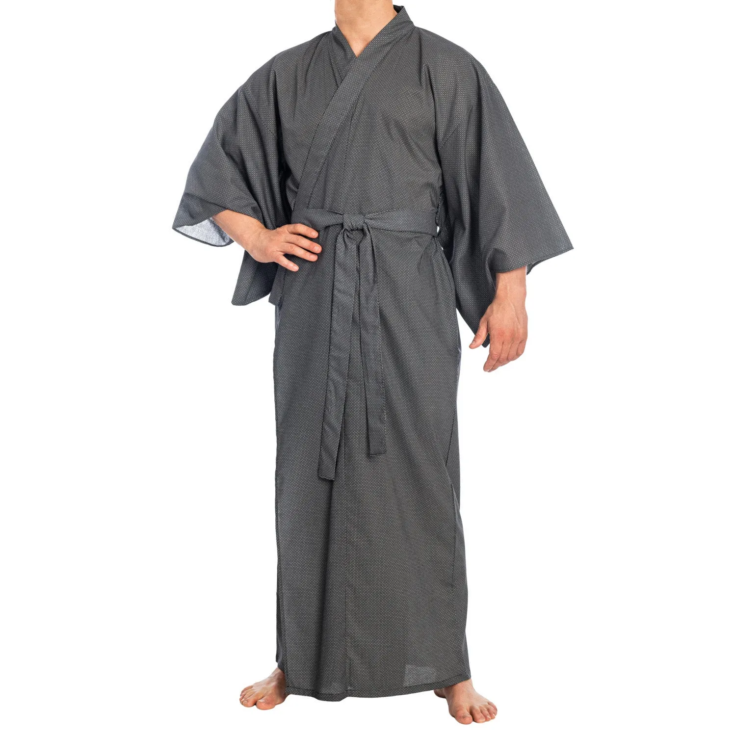 Mens Black Cotton Japanese Yukata