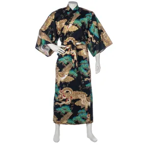 Mens Black Dragon Cotton Japanese Kimono