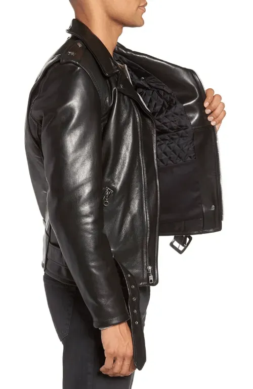 Mens Black Leather Biker Jacket