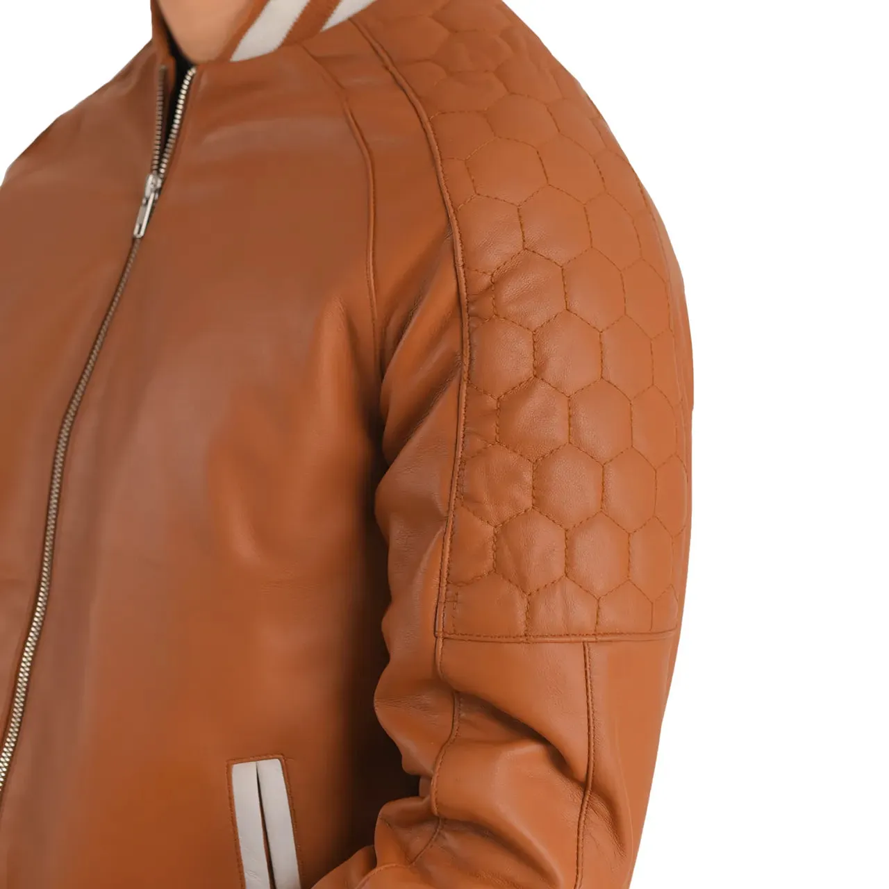 Mens Brown Leather Varsity Jacket