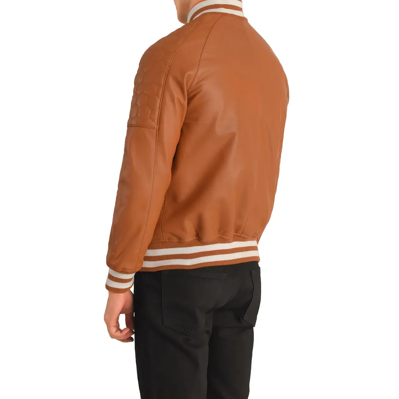 Mens Brown Leather Varsity Jacket