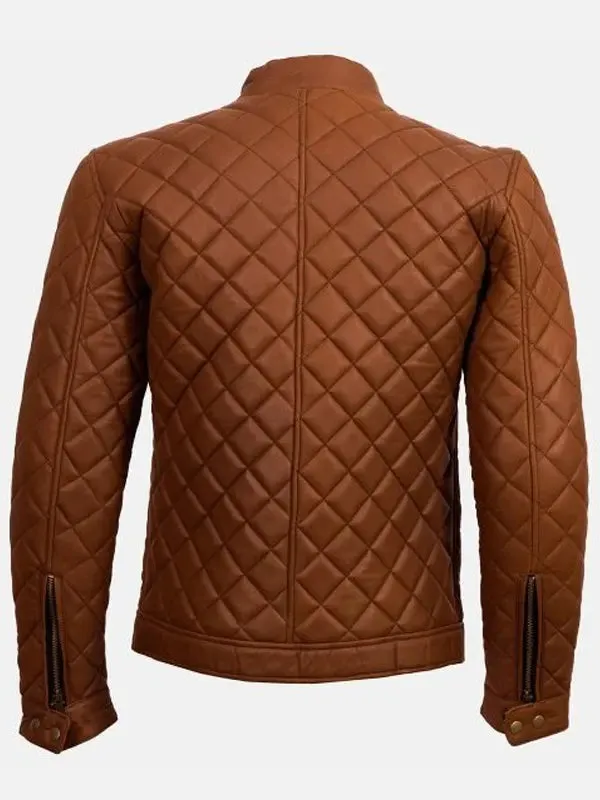 Men's Cafe Racer Brown Quilted Biker Jacket