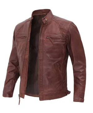 Men's Distressed Brown Premium Lambskin Leather Jacket