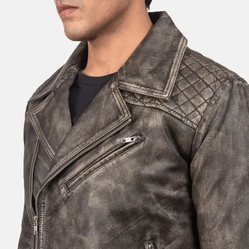 Mens Distressed Leather Motorcycle Jacket