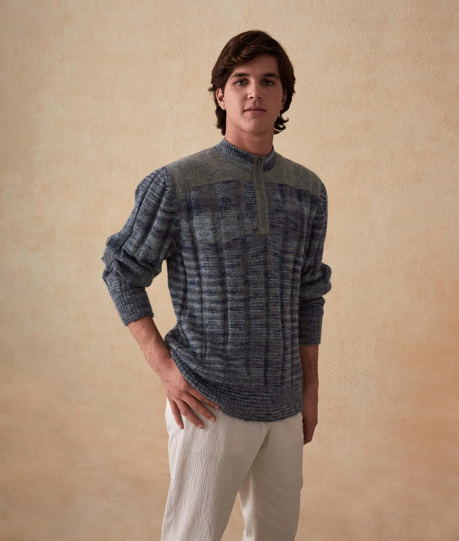 Men's Half-Zipped Ribbed Sweater