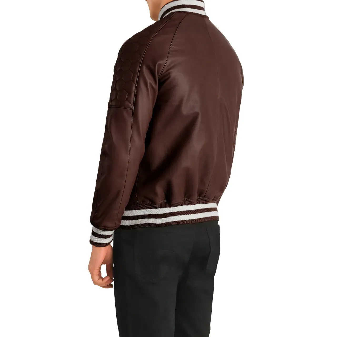 Mens Maroon Leather Varsity Jacket