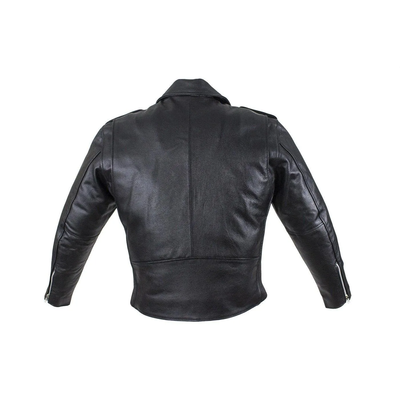 Men's Motorcycle Jacket With Snap Down Collar & Belt, MJ203-SS-DL