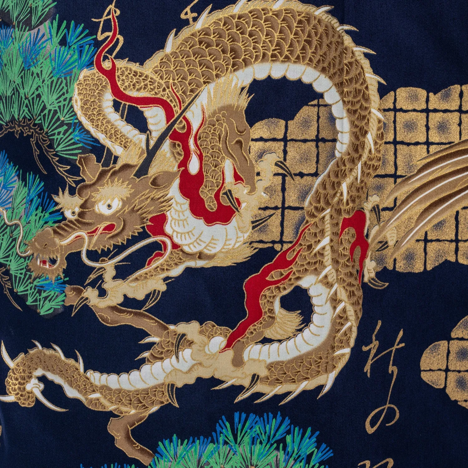 Mens Navy Dragon Cotton Japanese Kimono