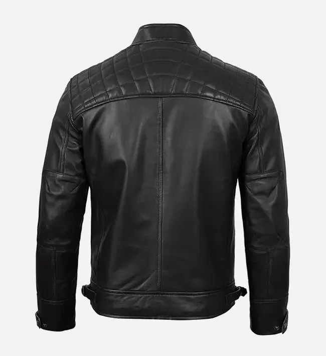 Men's Premium Black Cafe Racer Jacket