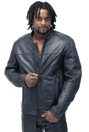 Men's Vented Concealed Pocket Ultra Premium Leather Jacket w/Quilt #M6922VZNK