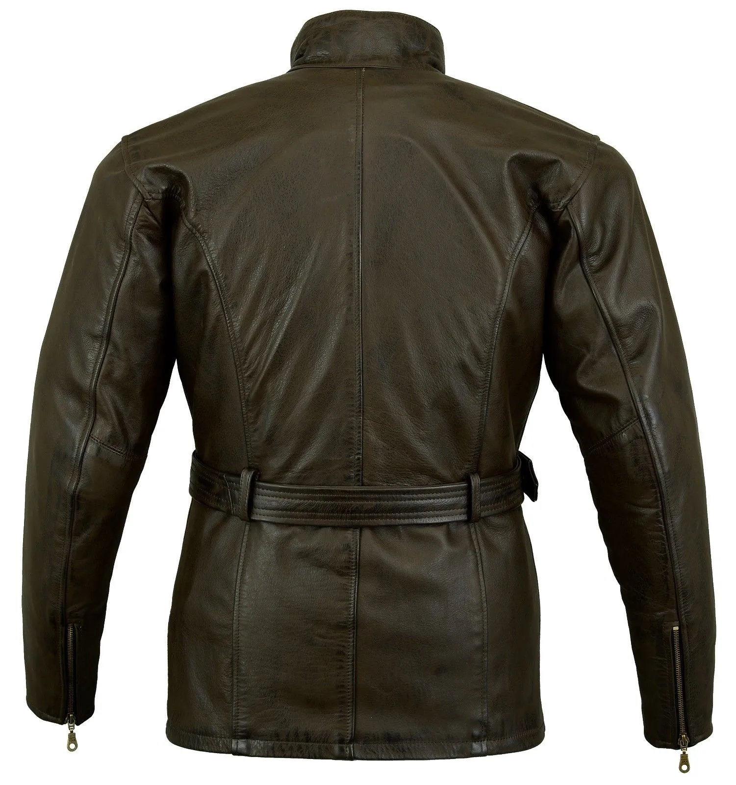 MENS VINTAGE MOTORCYCLE BELSTAFF STYLE REAL LEATHER BIKER DARK BROWN COAT/JACKET