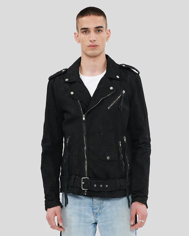 Mytch Black Suede Motorcycle Leather Jacket