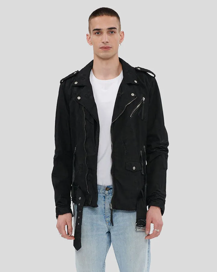 Mytch Black Suede Motorcycle Leather Jacket