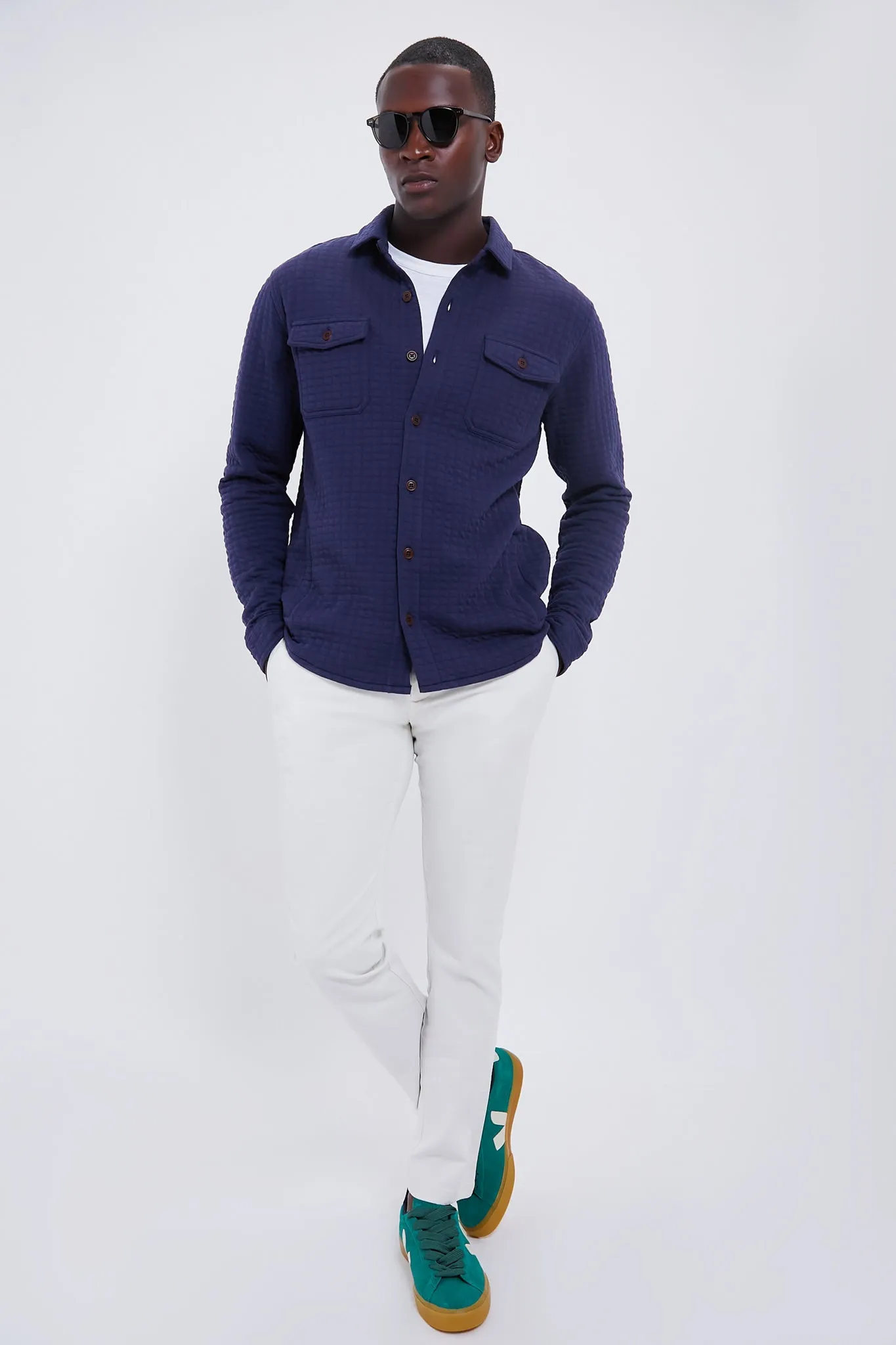 Navy Quad Quilted Knit Jacket