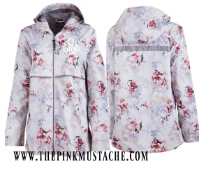 New Release Charles River New Englander Floral Printed Rain Jacket / Monogrammed Rain Coat