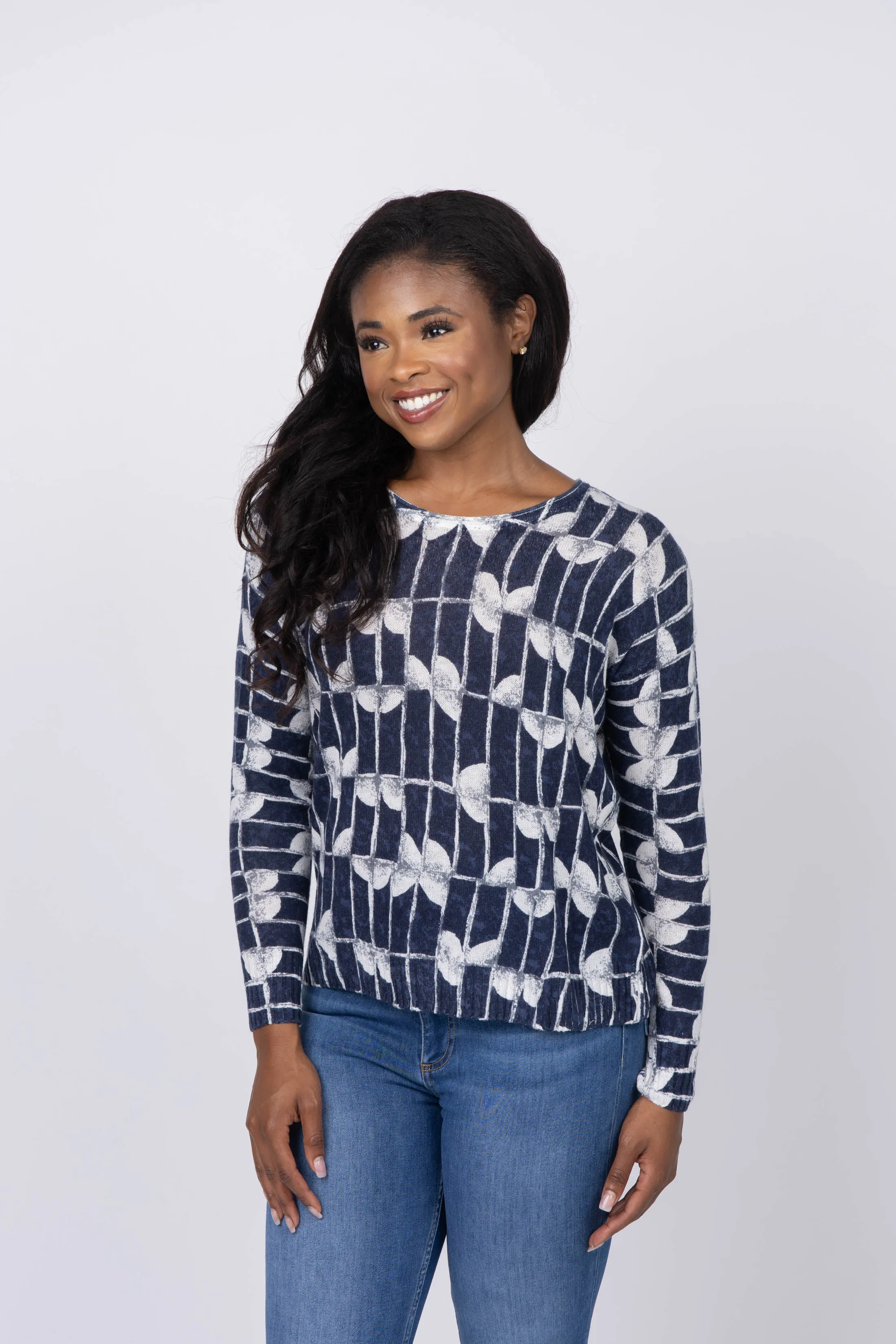 Nic Zoe Shape Shift Sweater in Indigo Multi