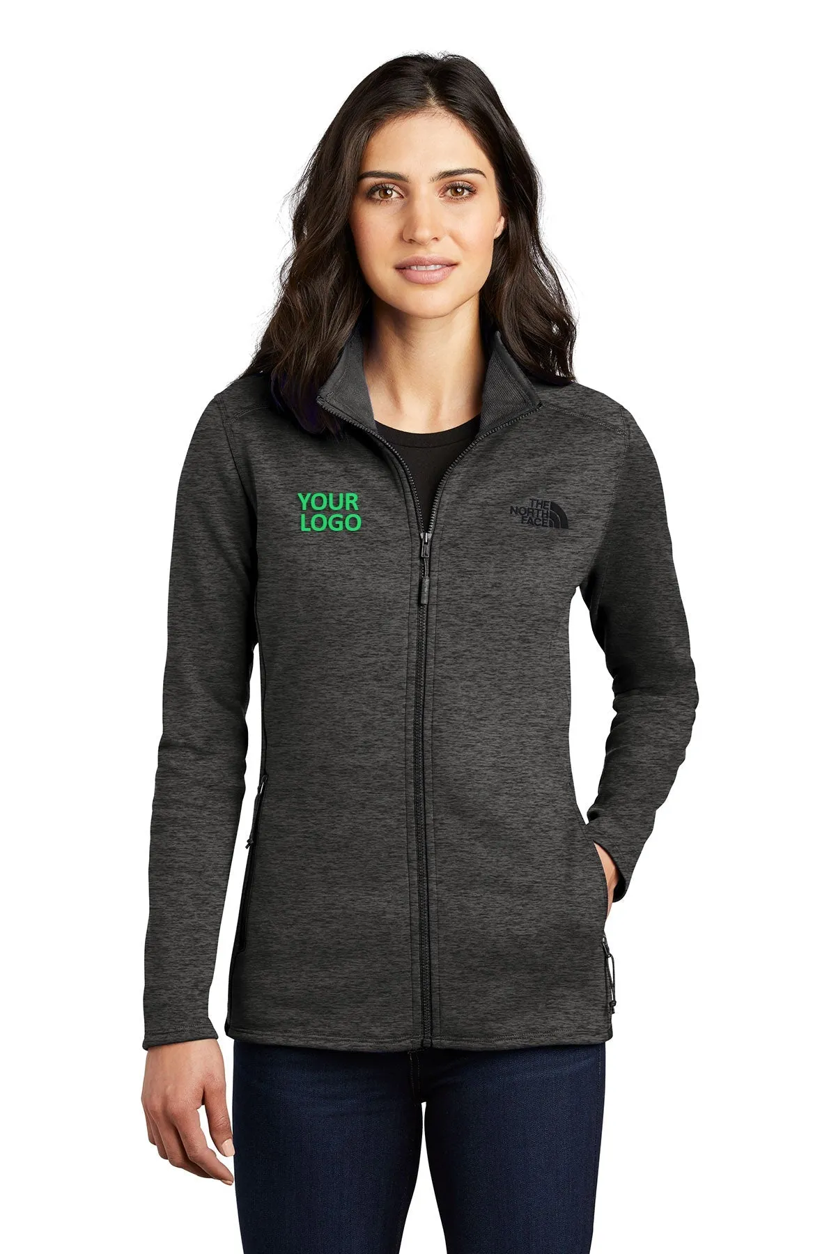 North Face Ladies Skyline Full-Zip Fleece Jacket Dark Grey Heather