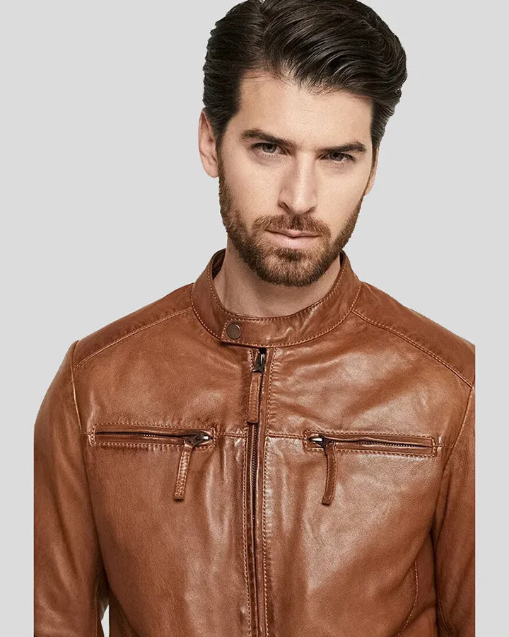 Ollie Brown Biker Leather Jacket