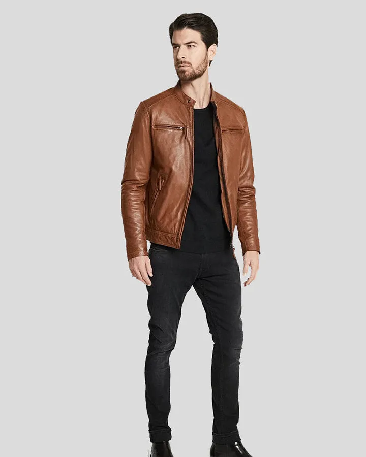 Ollie Brown Biker Leather Jacket