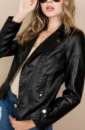 On Edge Faux Leather Moto Jacket