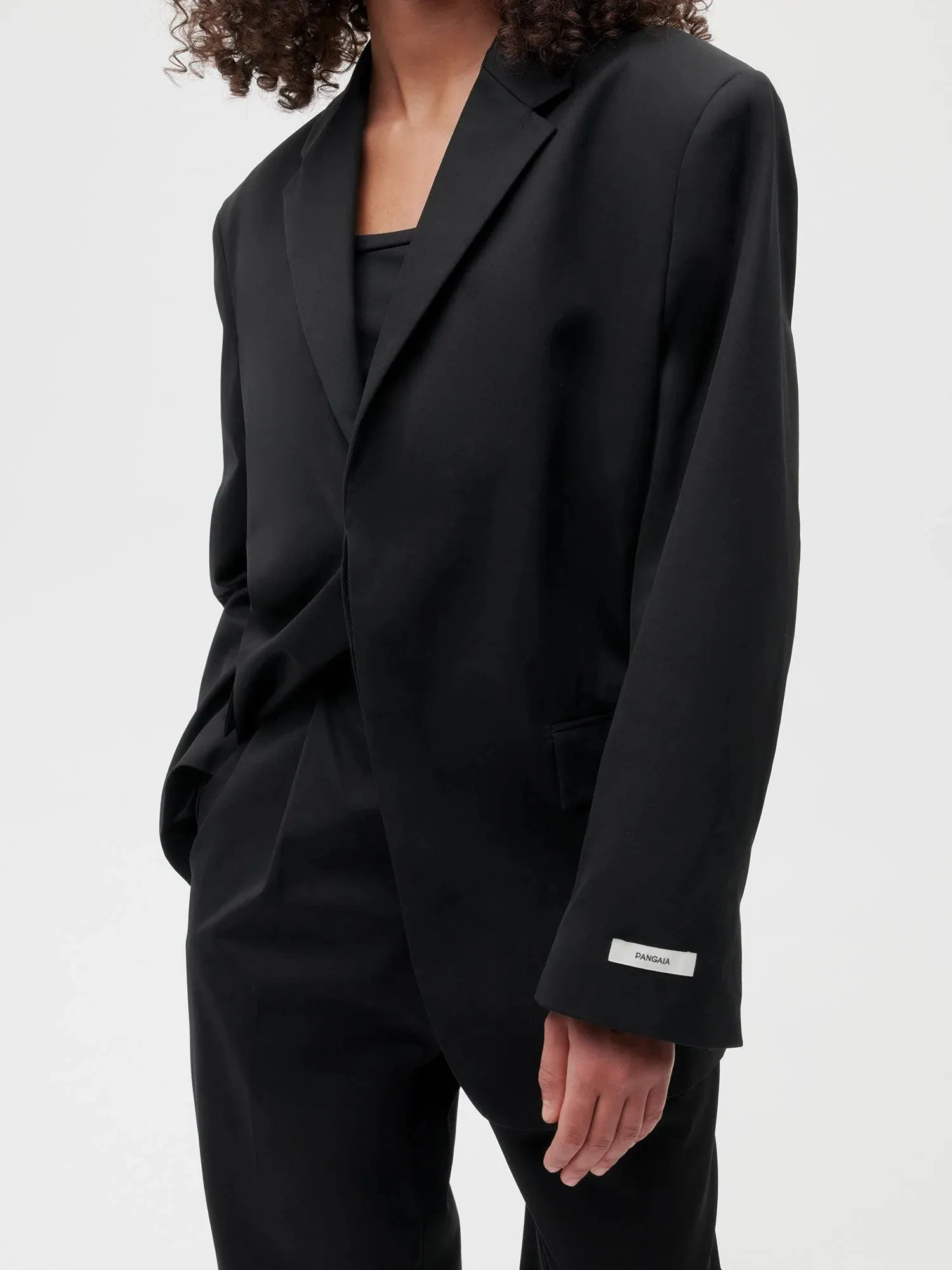 Organic Cotton Oversized Tailored Jacket—black