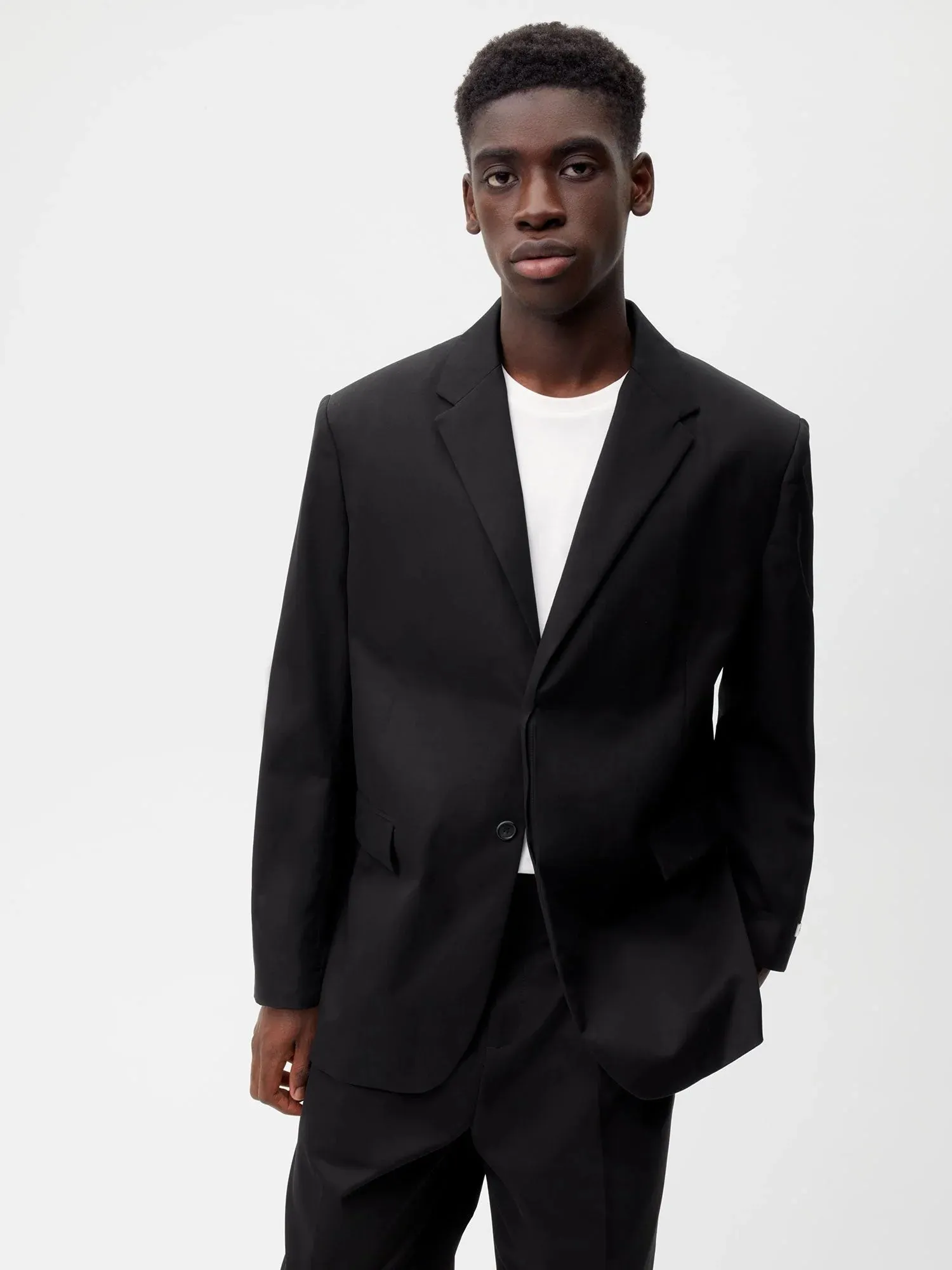 Organic Cotton Oversized Tailored Jacket—black