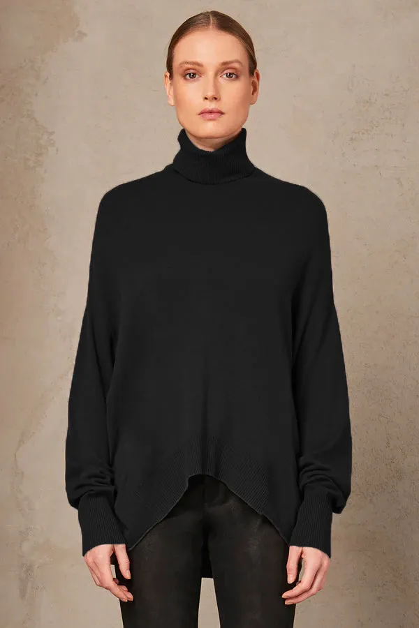 Oversize Turtle Neck Sweater - Black