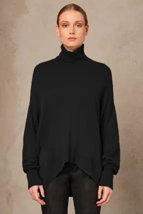 Oversize Turtle Neck Sweater - Black