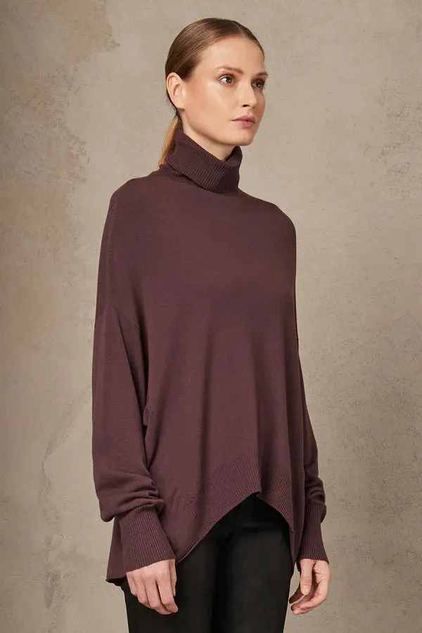 Oversize Turtle Neck Sweater - Burgundy