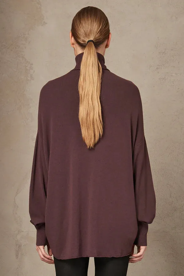 Oversize Turtle Neck Sweater - Burgundy