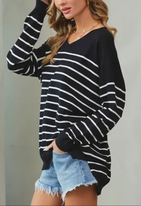 Oversized Striped Knit Sweater