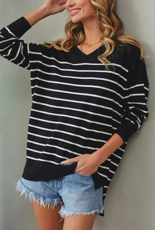 Oversized Striped Knit Sweater