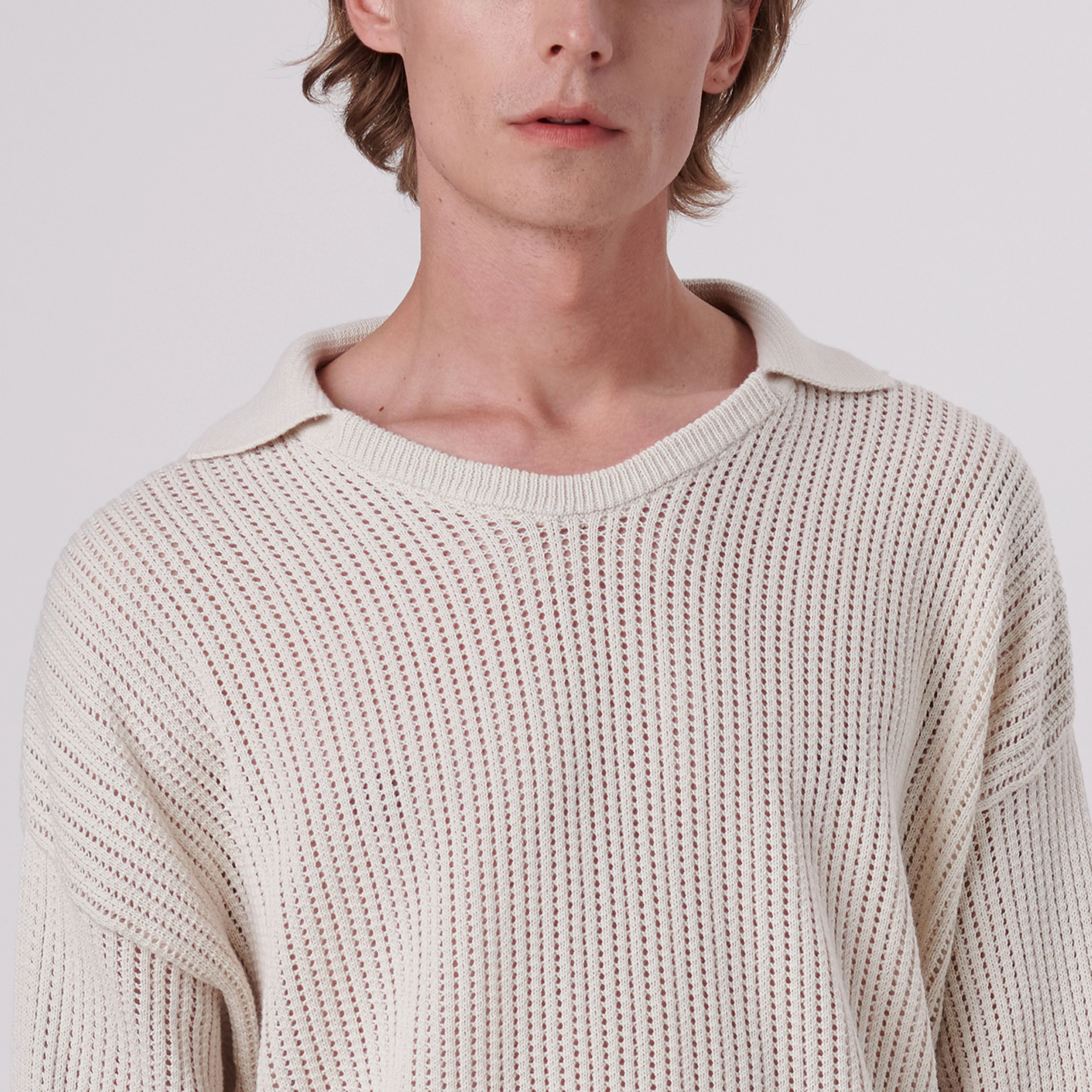 Patterned V-Neck Polo Sweater