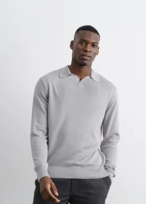 Paxton Long Sleeve Polo Light Grey